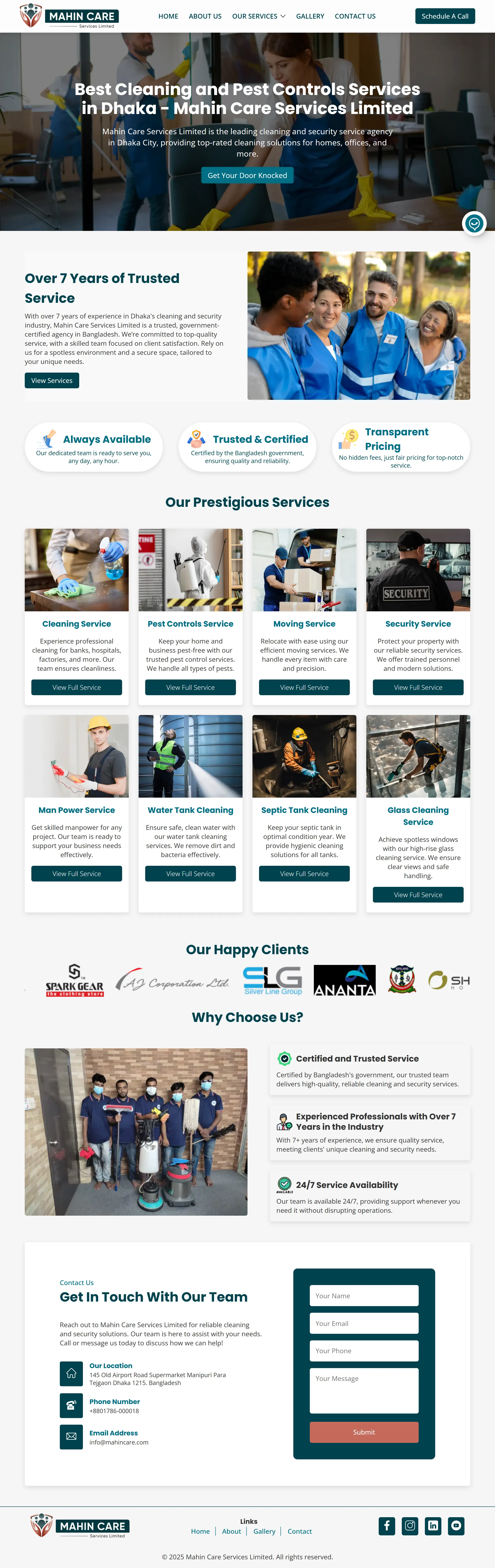 Mahic Care cleaning service website image